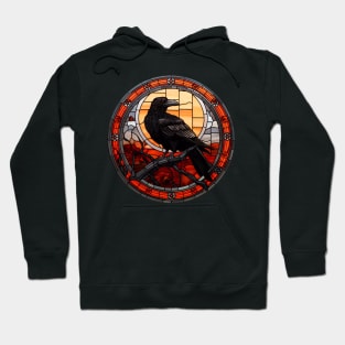 Stained Glass Style Spooky Raven III Hoodie